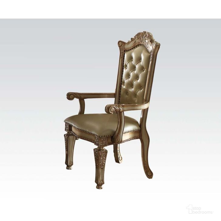 The appearance of Vendome Arm Chair (Gold Patina) (Set of 2) designed by ACME in the rustic / southwestern interior design. This gold patina piece of furniture  was selected by 1StopBedrooms from Vendome Collection to add a touch of cosiness and style into your home. Sku: 63004. Product Type: Arm Chair. Material: Vinyl.
