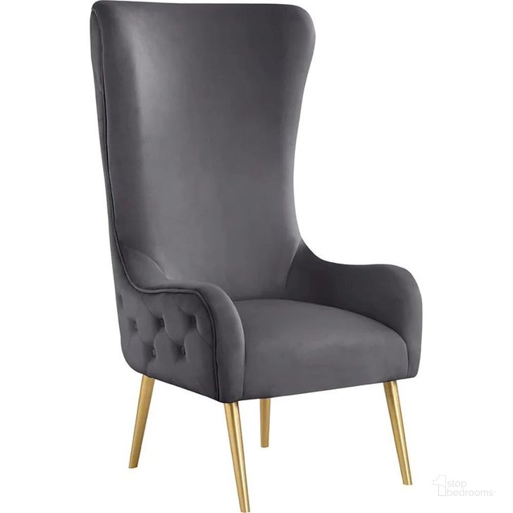 The appearance of Venetian Gray Tufted Velvet High Back Arm Chair designed by Best Master Furniture in the modern / contemporary interior design. This gray piece of furniture  was selected by 1StopBedrooms from Venetian Collection to add a touch of cosiness and style into your home. Sku: VT003G. Product Type: Arm Chair. Material: Velvet. Image1