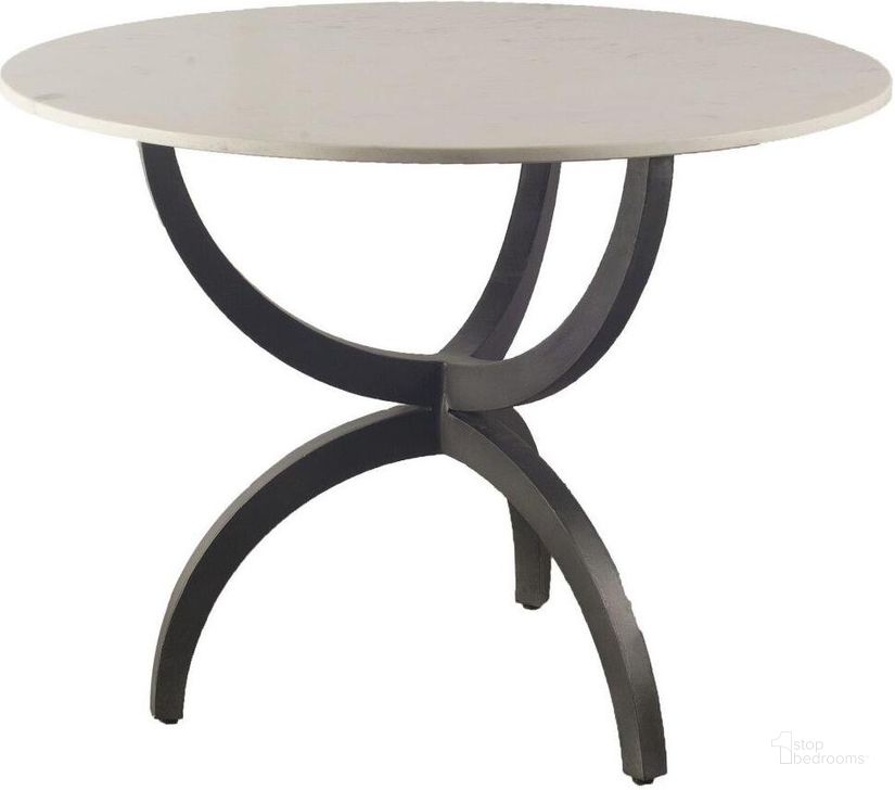 The appearance of Veneto 40 Inch Round White Marble Top With Black Metal Base Dining Table designed by Mercana in the modern / contemporary interior design. This white and black piece of furniture  was selected by 1StopBedrooms from Veneto Collection to add a touch of cosiness and style into your home. Sku: 67503-AB. Table Base Style: Trestle. Table Top Shape: Round. Material: Metal. Product Type: Dining Table. Size: 40". Image1