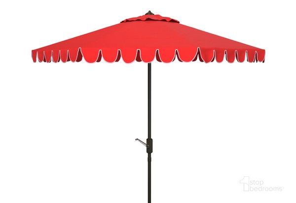 The appearance of Venice 11Ft Crank Umbrella in Red designed by Safavieh in the modern / contemporary interior design. This red piece of furniture  was selected by 1StopBedrooms from Venice Collection to add a touch of cosiness and style into your home. Sku: PAT8110C. Material: Metal. Product Type: Umbrella. Image1