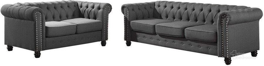 The appearance of Venice 2 Pc Fabric Upholstered Sofa And Loveseat Set In Klein Charcoal designed by Best Master Furniture in the transitional interior design. This charcoal piece of furniture  was selected by 1StopBedrooms from Venice Collection to add a touch of cosiness and style into your home. Sku: YS001CSL. Material: Fabric. Product Type: Sofa. Image1