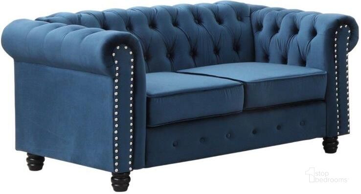 The appearance of Venice 61 Inch Tufted Transitional Velvet Loveseat In Blue designed by Best Master Furniture in the transitional interior design. This blue piece of furniture  was selected by 1StopBedrooms from Venice Collection to add a touch of cosiness and style into your home. Sku: YS001VBLL-1;YS001VBLL-2;YS001VBLL-3. Product Type: Loveseat. Material: Velvet. Image1