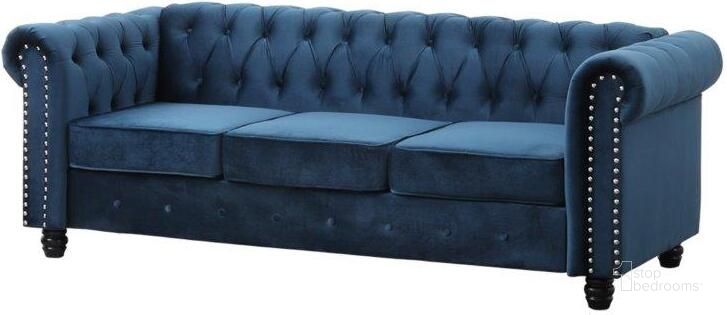 The appearance of Venice 82 Inch Tufted Transitional Velvet Sofa In Blue designed by Best Master Furniture in the transitional interior design. This blue piece of furniture  was selected by 1StopBedrooms from Venice Collection to add a touch of cosiness and style into your home. Sku: YS001VBLS-3;YS001VBLS-1;YS001VBLS-2. Product Type: Sofa. Material: Velvet. Image1