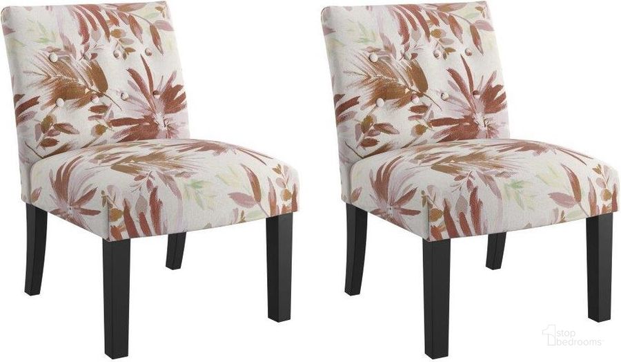 The appearance of Vera Accent Chair Set of 2 In Crimson Floral designed by Emerald Home Furnishings in the modern / contemporary interior design. This crimson piece of furniture  was selected by 1StopBedrooms from Vera Collection to add a touch of cosiness and style into your home. Sku: U3725-05-02-2PK-K. Material: Wood. Product Type: Accent Chair. Image1