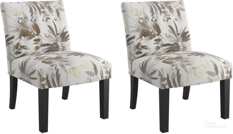 The appearance of Vera Accent Chair Set of 2 In Gray Floral designed by Emerald Home Furnishings in the modern / contemporary interior design. This gray and beige piece of furniture  was selected by 1StopBedrooms from Vera Collection to add a touch of cosiness and style into your home. Sku: U3725-05-13-2PK-K. Material: Wood. Product Type: Accent Chair. Image1