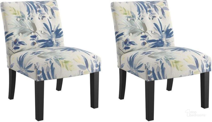 The appearance of Vera Accent Chair Set of 2 In Ocean Floral designed by Emerald Home Furnishings in the modern / contemporary interior design. This ocean blue piece of furniture  was selected by 1StopBedrooms from Vera Collection to add a touch of cosiness and style into your home. Sku: U3725-05-14-2PK-K. Material: Wood. Product Type: Accent Chair. Image1