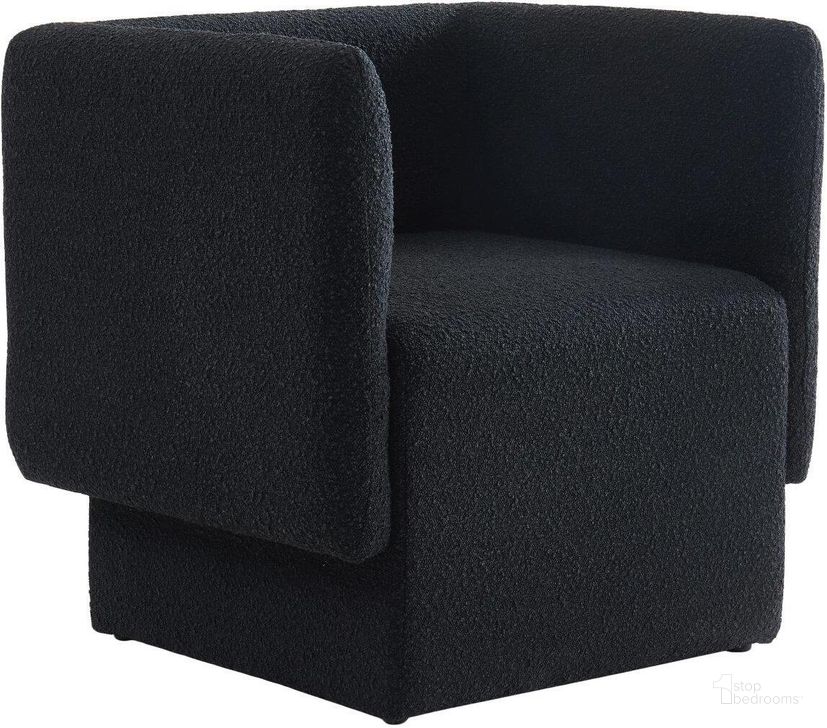 The appearance of Vera Boucle Fabric Accent Chair In Black designed by Meridian in the modern / contemporary interior design. This black piece of furniture  was selected by 1StopBedrooms from Vera Collection to add a touch of cosiness and style into your home. Sku: 575Black. Material: Wood. Product Type: Accent Chair. Image1