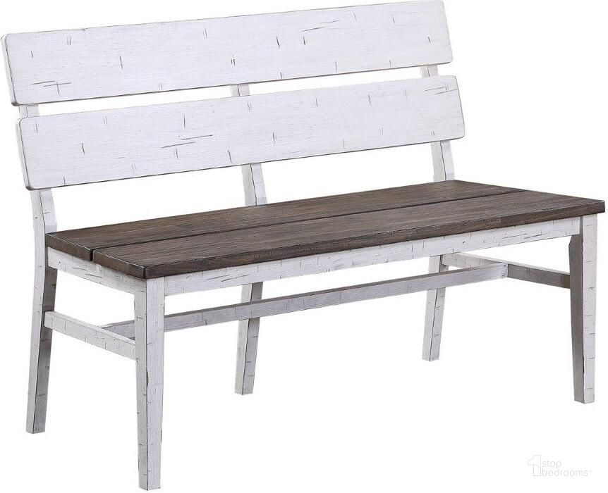 The appearance of Vercoe Gray and White Dining Bench 0qd24373210 designed by Luxe Linea in the modern / contemporary interior design. This gray and white piece of furniture  was selected by 1StopBedrooms from Vercoe Collection to add a touch of cosiness and style into your home. Sku: 1164-22-BN2. Material: Wood. Product Type: Dining Bench. Image1