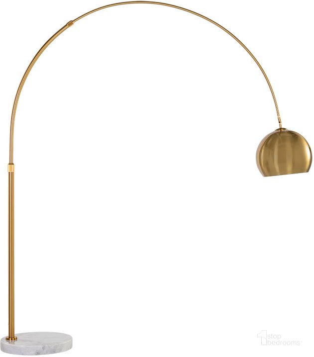 The appearance of Vern Floor Lamp - Brass designed by Sunpan in the transitional interior design. This gold piece of furniture  was selected by 1StopBedrooms from Vern Collection to add a touch of cosiness and style into your home. Sku: 106797. Product Type: Floor Lamp. Material: Iron. Image1