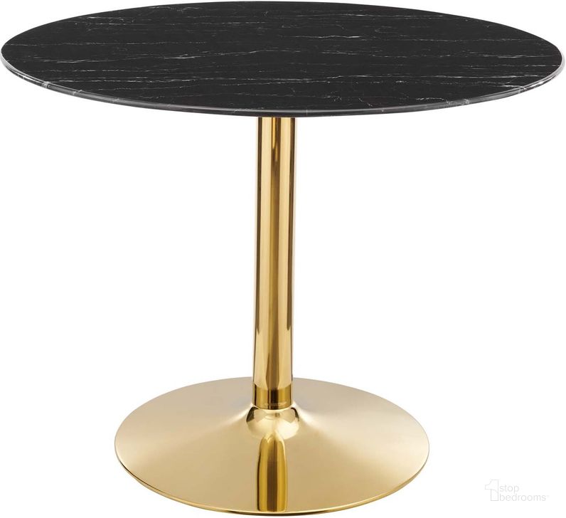 The appearance of Verne 40 Inch Artificial Marble Dining Table EEI-4757-GLD-BLK designed by Modway in the modern / contemporary interior design. This gold black piece of furniture  was selected by 1StopBedrooms from Verne Collection to add a touch of cosiness and style into your home. Sku: EEI-4757-GLD-BLK. Table Base Style: Pedestal. Table Top Shape: Round. Material: Metal. Product Type: Dining Table. Size: 40". Image1
