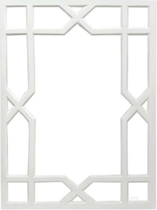 The appearance of Vero White Lacquer Trellis Mirror designed by Worlds Away in the modern / contemporary interior design. This white piece of furniture  was selected by 1StopBedrooms from Vero Collection to add a touch of cosiness and style into your home. Sku: VERO. Product Type: Mirror. Material: MDF.