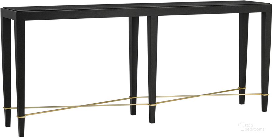 The appearance of Verona Black Console Table designed by Currey & Company in the modern / contemporary interior design. This black piece of furniture  was selected by 1StopBedrooms from Verona Collection to add a touch of cosiness and style into your home. Sku: 3000-0097. Material: Wood. Product Type: Console Table. Image1