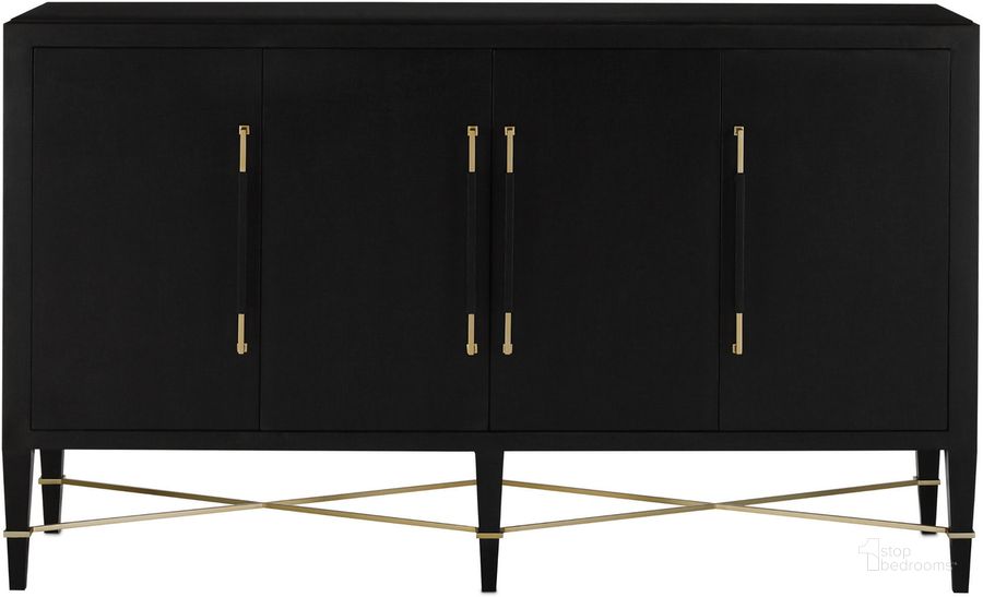 The appearance of Verona Black Sideboard designed by Currey & Company in the modern / contemporary interior design. This black piece of furniture  was selected by 1StopBedrooms from Verona Collection to add a touch of cosiness and style into your home. Sku: 3000-0037. Material: Wood. Product Type: Sideboard. Image1
