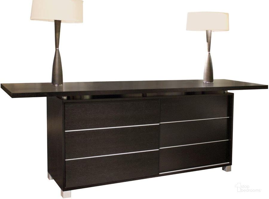 The appearance of Verona Wenge Buffet designed by Sharelle Furnishings in the  interior design. This wenge piece of furniture  was selected by 1StopBedrooms from Verona Collection to add a touch of cosiness and style into your home. Sku: VERONA-W-BUFFET. Product Type: Buffet. Material: Bonded Leather. Image1