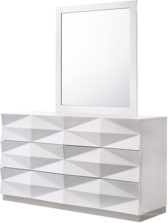 The appearance of Verona White Lacquer Dresser and Mirror designed by J&M in the modern / contemporary interior design. This white piece of furniture  was selected by 1StopBedrooms from Verona Collection to add a touch of cosiness and style into your home. Sku: 17688-DM. Material: Wood. Product Type: Dresser. Image1