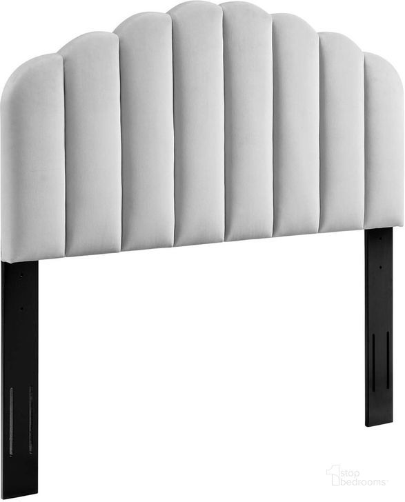 The appearance of Veronique Full/Queen Performance Velvet Headboard In Light Gray designed by Modway in the modern / contemporary interior design. This light gray piece of furniture  was selected by 1StopBedrooms from Veronique Collection to add a touch of cosiness and style into your home. Sku: MOD-6207-LGR. Product Type: Headboard. Bed Size: Queen. Material: MDF. Image1