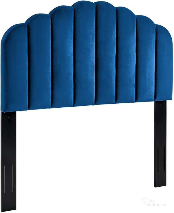 The appearance of Veronique Full/Queen Performance Velvet Headboard In Navy designed by Modway in the modern / contemporary interior design. This navy piece of furniture  was selected by 1StopBedrooms from Veronique Collection to add a touch of cosiness and style into your home. Sku: MOD-6207-NAV. Product Type: Headboard. Bed Size: Queen. Material: MDF. Image1