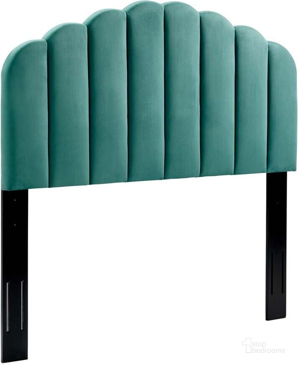 The appearance of Veronique King/California King Performance Velvet Headboard In Teal designed by Modway in the modern / contemporary interior design. This teal piece of furniture  was selected by 1StopBedrooms from Veronique Collection to add a touch of cosiness and style into your home. Sku: MOD-6208-TEA. Product Type: Headboard. Bed Size: King. Material: MDF. Image1