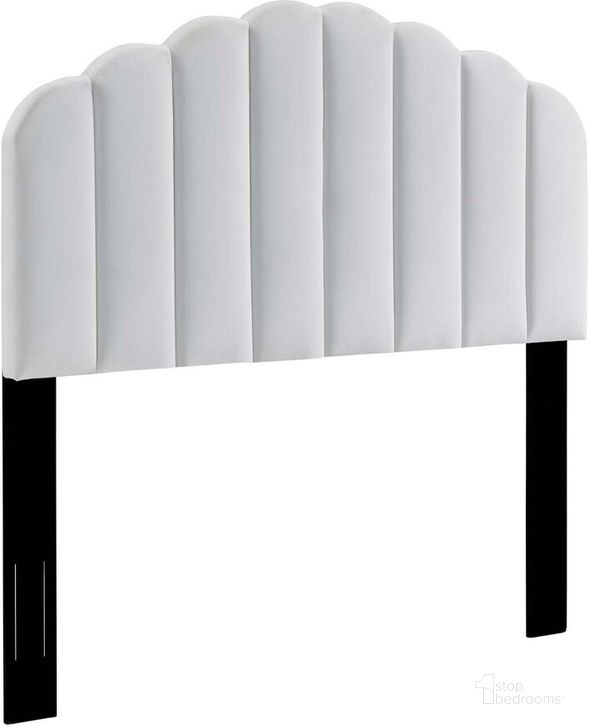 The appearance of Veronique King/California King Performance Velvet Headboard In White designed by Modway in the modern / contemporary interior design. This white piece of furniture  was selected by 1StopBedrooms from Veronique Collection to add a touch of cosiness and style into your home. Sku: MOD-6208-WHI. Product Type: Headboard. Bed Size: King. Material: MDF. Image1