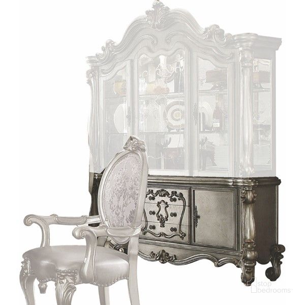 The appearance of Versailles Buffet And Hutch Finish In Antique Platinum designed by ACME in the rustic / southwestern interior design. This antique platinum piece of furniture  was selected by 1StopBedrooms from Versailles Collection to add a touch of cosiness and style into your home. Sku: 66825B. Material: Wood. Product Type: Buffet and Hutch. Image1