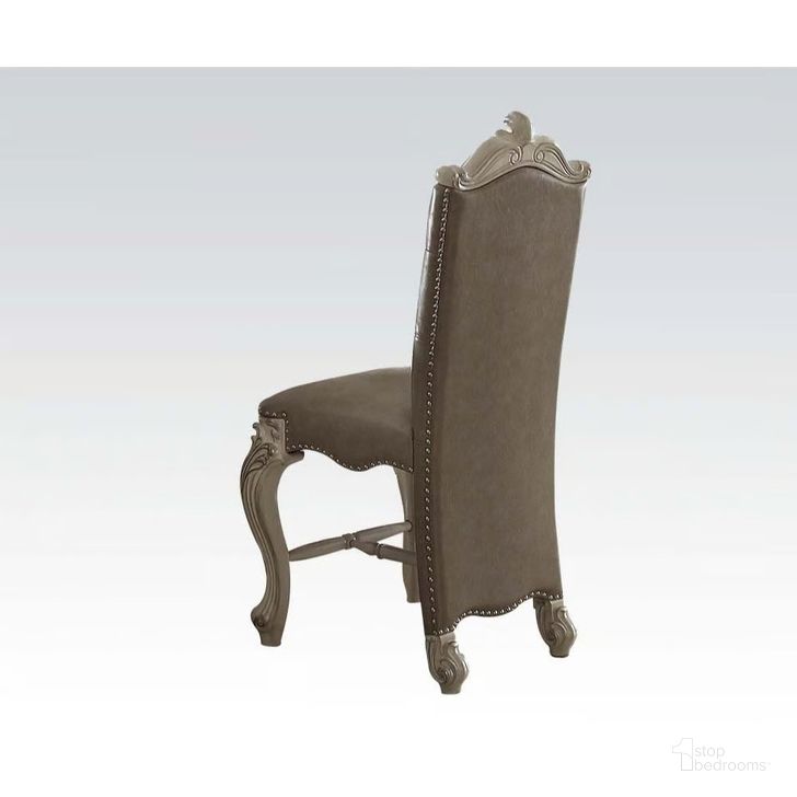 The appearance of Versailles Counter Height Chair (Bone White) (Set of 2) designed by ACME in the rustic / southwestern interior design. This gray piece of furniture  was selected by 1StopBedrooms from Versailles Collection to add a touch of cosiness and style into your home. Sku: 61152. Product Type: Counter Height Chair. Material: Vinyl. Image1