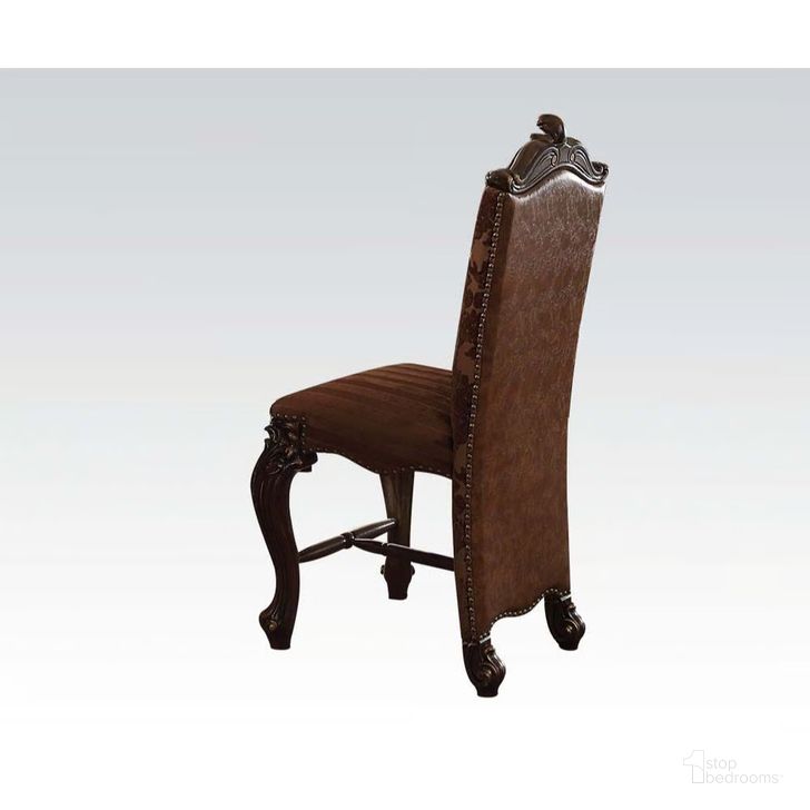 The appearance of Versailles Counter Height Chair (Cherry Oak) (Set of 2) designed by ACME in the rustic / southwestern interior design. This brown piece of furniture  was selected by 1StopBedrooms from Versailles Collection to add a touch of cosiness and style into your home. Sku: 61157. Product Type: Counter Height Chair. Material: Vinyl. Image1