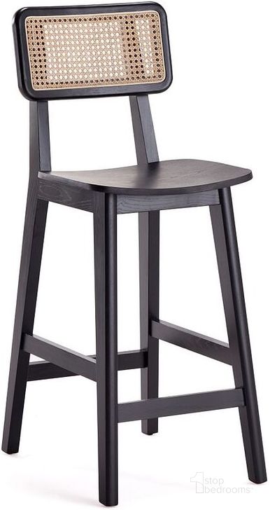The appearance of Versailles Counter Stool In Black And Natural Cane designed by Manhattan Comfort in the industrial interior design. This black and natural piece of furniture  was selected by 1StopBedrooms from Versailles Collection to add a touch of cosiness and style into your home. Sku: CSCA01-BK. Material: Wood. Product Type: Barstool. Image1
