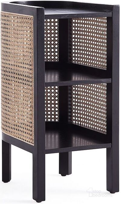 The appearance of Versailles End Table In Black And Natural Cane designed by Manhattan Comfort in the industrial interior design. This black and natural piece of furniture  was selected by 1StopBedrooms from Versailles Collection to add a touch of cosiness and style into your home. Sku: NSCA01-BK. Material: Wood. Product Type: End Table. Image1