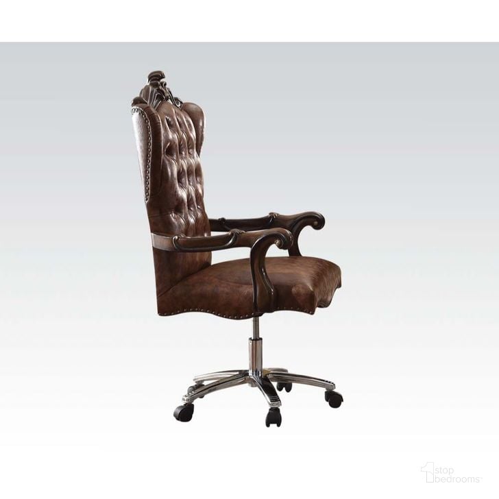 The appearance of Versailles Executive Chair (Light Brown) designed by ACME in the rustic / southwestern interior design. This brown piece of furniture  was selected by 1StopBedrooms from Versailles Collection to add a touch of cosiness and style into your home. Sku: 92282. Product Type: Office Chair. Material: Vinyl.