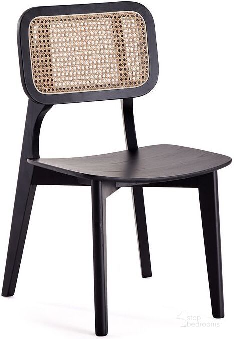 The appearance of Versailles Square Dining Chair In Black And Natural Cane Set of 2 designed by Manhattan Comfort in the industrial interior design. This black and natural piece of furniture  was selected by 1StopBedrooms from Versailles Collection to add a touch of cosiness and style into your home. Sku: DCCA01-BK. Material: Wood. Product Type: Dining Chair. Image1