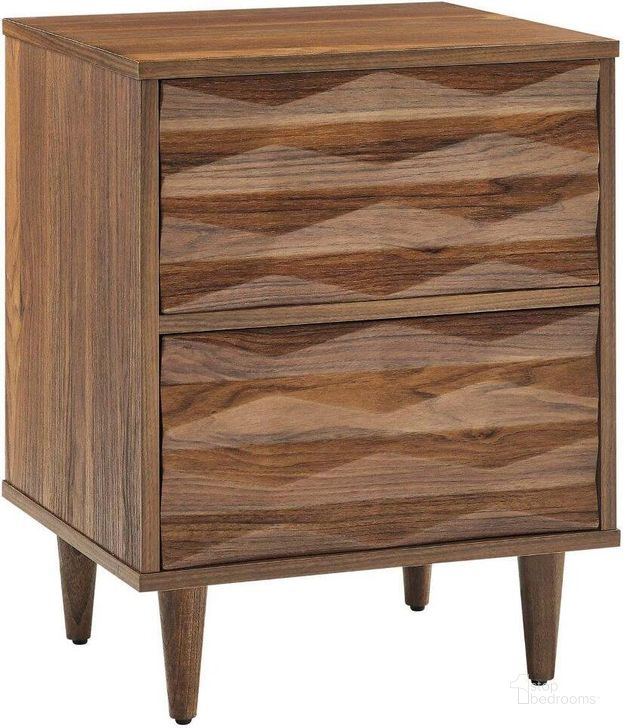 The appearance of Vespera 2 Drawer Nightstand In Walnut designed by Modway in the modern / contemporary interior design. This walnut piece of furniture  was selected by 1StopBedrooms from Vespera Collection to add a touch of cosiness and style into your home. Sku: MOD-7080-WAL. Product Type: Nightstand. Material: MDF. Image1