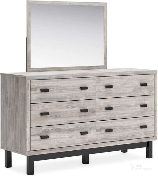 The appearance of Vessalli Dresser and Mirror In Gray designed by Signature Design by Ashley in the modern / contemporary interior design. This gray piece of furniture  was selected by 1StopBedrooms from Vessalli Collection to add a touch of cosiness and style into your home. Sku: B1036-231;B1036-36. Material: Wood. Product Type: Dresser and Mirror. Image1