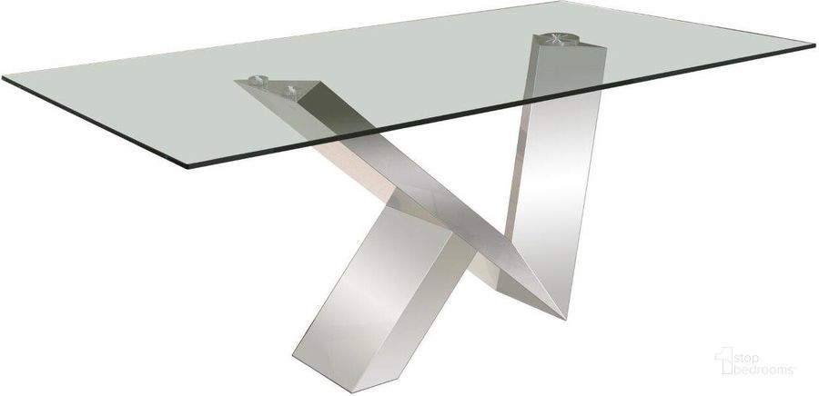 The appearance of Vetro Glass Dining Table designed by Sharelle Furnishings in the modern / contemporary interior design. This stainless steel piece of furniture  was selected by 1StopBedrooms from Vetro Collection to add a touch of cosiness and style into your home. Sku: VETRO-GL-DINTABLE. Table Base Style: Trestle. Product Type: Dining Table. Material: Bonded Leather. Table Top Shape: Rectangular. Image1