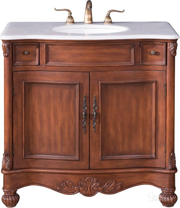 The appearance of Windsor 36" Teak Color Single Vanity designed by Elegant Lighting in the traditional interior design. This brown piece of furniture  was selected by 1StopBedrooms from Windsor Collection to add a touch of cosiness and style into your home. Sku: VF-1047. Material: MDF. Product Type: Bathroom Vanity. Image1