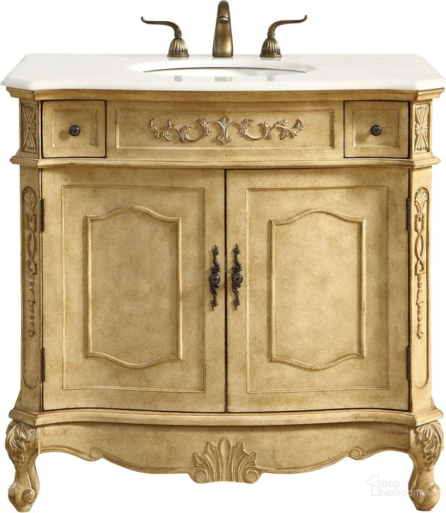 The appearance of Danville 36" Antique Beige Single Vanity Set designed by Elegant Lighting in the traditional interior design. This antique beige piece of furniture  was selected by 1StopBedrooms from Danville Collection to add a touch of cosiness and style into your home. Sku: VF10136AB. Material: MDF. Product Type: Bathroom Vanity. Image1