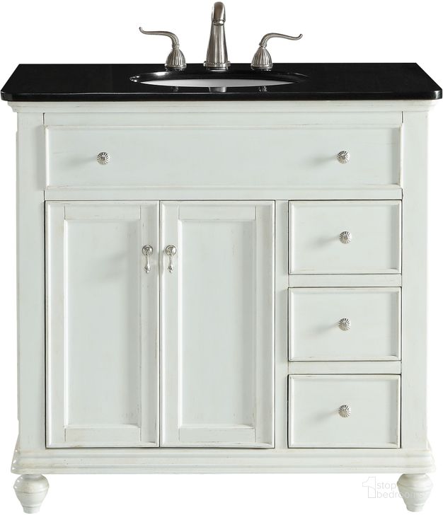 The appearance of Otto 36" Antique White Single Vanity Set designed by Elegant Lighting in the transitional interior design. This white piece of furniture  was selected by 1StopBedrooms from Otto Collection to add a touch of cosiness and style into your home. Sku: VF12336AW. Material: MDF. Product Type: Bathroom Vanity. Image1