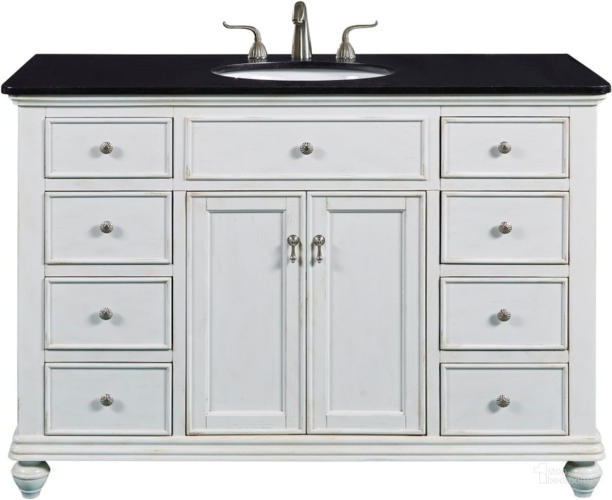 The appearance of Otto 48" Antique White Single Vanity Set designed by Elegant Lighting in the transitional interior design. This white piece of furniture  was selected by 1StopBedrooms from Otto Collection to add a touch of cosiness and style into your home. Sku: VF12348AW. Material: MDF. Product Type: Bathroom Vanity. Image1
