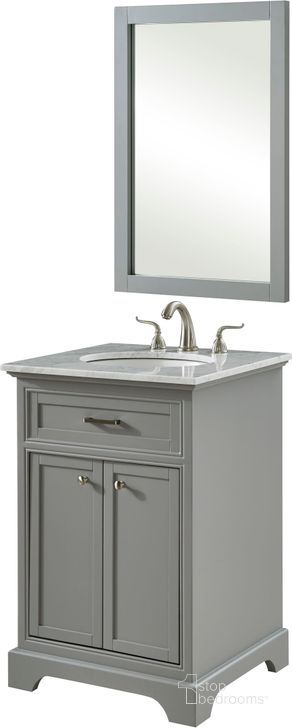 The appearance of Americana 24" Light Grey Single Vanity Set designed by Elegant Lighting in the transitional interior design. This gray piece of furniture  was selected by 1StopBedrooms from Americana Collection to add a touch of cosiness and style into your home. Sku: VF15024GR. Material: MDF. Product Type: Bathroom Vanity. Image1