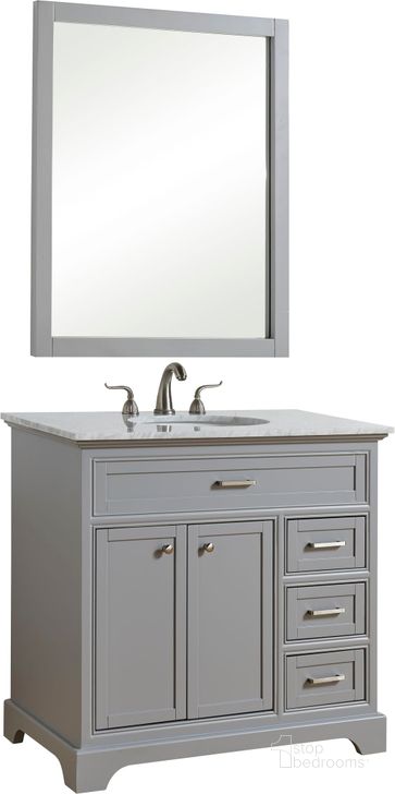 The appearance of Americana 36" Light Grey Single Vanity Set designed by Elegant Lighting in the transitional interior design. This gray piece of furniture  was selected by 1StopBedrooms from Americana Collection to add a touch of cosiness and style into your home. Sku: VF15036GR. Material: MDF. Product Type: Bathroom Vanity. Image1