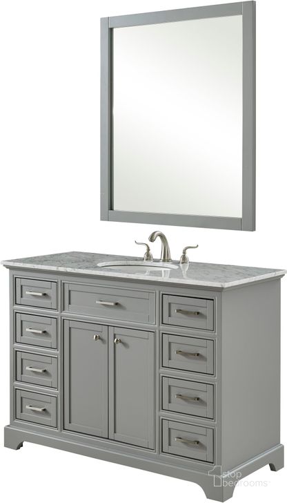 The appearance of Americana 48" Light Grey Single Vanity Set designed by Elegant Lighting in the transitional interior design. This gray piece of furniture  was selected by 1StopBedrooms from Americana Collection to add a touch of cosiness and style into your home. Sku: VF15048GR. Material: MDF. Product Type: Bathroom Vanity. Image1