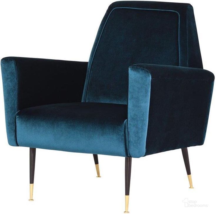 The appearance of Victor Midnight Blue Occasional Chair designed by Nuevo in the modern / contemporary interior design. This blue piece of furniture  was selected by 1StopBedrooms from Victor Collection to add a touch of cosiness and style into your home. Sku: HGSC298. Material: Metal. Product Type: Accent Chair. Image1