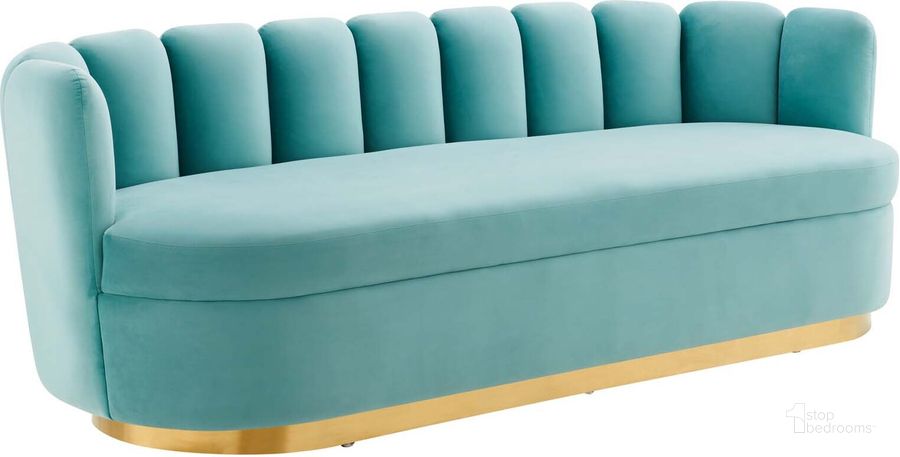 The appearance of Victoria Channel Tufted Performance Velvet Sofa In Mint designed by Modway in the modern / contemporary interior design. This mint piece of furniture  was selected by 1StopBedrooms from Victoria Collection to add a touch of cosiness and style into your home. Sku: EEI-5017-MIN. Product Type: Sofa. Material: Stainless Steel. Image1