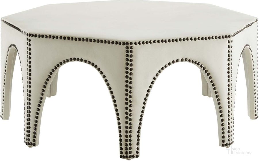 The appearance of Victory Performance Velvet Ottoman In Ivory designed by Modway in the modern / contemporary interior design. This ivory piece of furniture  was selected by 1StopBedrooms from Victory Collection to add a touch of cosiness and style into your home. Sku: EEI-5035-IVO. Material: Wood. Product Type: Ottoman. Image1