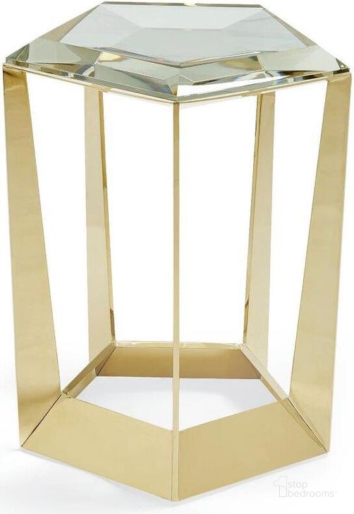 The appearance of Victory Ridge Gold Side Table 0qd24480351 designed by Luxe Linea in the transitional interior design. This gold piece of furniture  was selected by 1StopBedrooms from Victory Ridge Collection to add a touch of cosiness and style into your home. Sku: SIG-416-421. Material: Metal. Product Type: Side Table. Image1