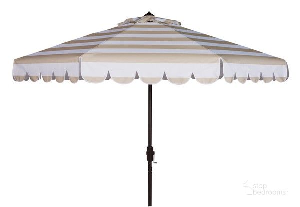 The appearance of Vienna 11Ft Rnd Crank Umbrella in Beige designed by Safavieh in the coastal interior design. This beige piece of furniture  was selected by 1StopBedrooms from Vienna Collection to add a touch of cosiness and style into your home. Sku: PAT8111A. Material: Metal. Product Type: Umbrella. Image1