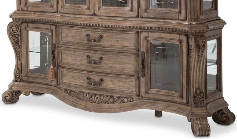 The appearance of Villa Di Como Heritage Buffet designed by AICO in the traditional interior design. This brown piece of furniture  was selected by 1StopBedrooms from Villa Di Como Collection to add a touch of cosiness and style into your home. Sku: 9053006-207. Material: Glass. Product Type: Buffet. Image1