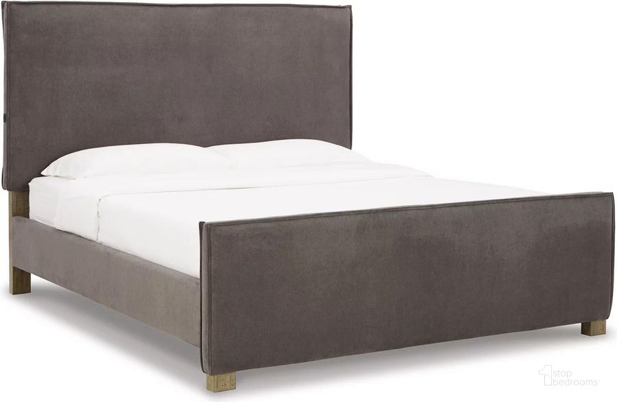 The appearance of Vimy Slate King Panel Bed designed by Bennett Interiors in the transitional interior design. This weathered gray piece of furniture  was selected by 1StopBedrooms from Vimy Collection to add a touch of cosiness and style into your home. Sku: B766-197;B766-76;B766-78. Bed Type: Panel Bed. Material: Fabric. Product Type: Panel Bed. Bed Size: King. Image1