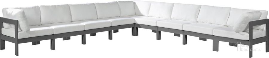 The appearance of Vinceland White and Gray Outdoor Sectional Outdoor Conversation Set 0qb24302300 designed by Furnique in the modern / contemporary interior design. This white piece of furniture  was selected by 1StopBedrooms from Vinceland Collection to add a touch of cosiness and style into your home. Sku: 376White-Sec9B-1;376White-Sec9B-2;376White-Sec9B-3;376White-Sec9B-4;376White-Sec9B-5;376White-Sec9B-6;376White-Sec9B-7;376White-Sec9B-8;376White-Sec9B-9. Material: Aluminum. Product Type: Outdoor Sectional. Image1