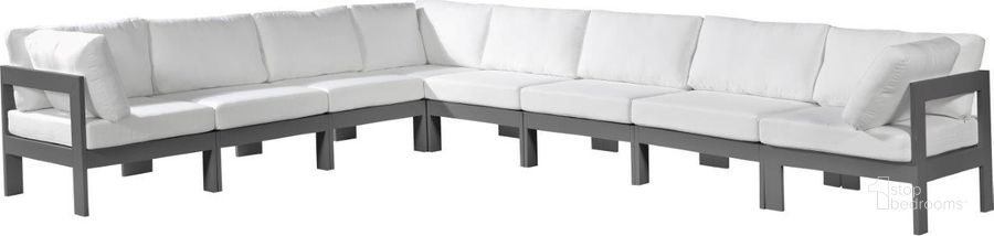 The appearance of Vinceland White and Gray Outdoor Sectional Outdoor Conversation Set 0qb24302307 designed by Furnique in the modern / contemporary interior design. This white piece of furniture  was selected by 1StopBedrooms from Vinceland Collection to add a touch of cosiness and style into your home. Sku: 376White-Sec8A-1;376White-Sec8A-2;376White-Sec8A-3;376White-Sec8A-4;376White-Sec8A-5;376White-Sec8A-6;376White-Sec8A-7;376White-Sec8A-8. Material: Aluminum. Product Type: Outdoor Sectional. Image1