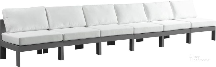The appearance of Vinceland White and Gray Outdoor sectional 0qb24302395 designed by Furnique in the modern / contemporary interior design. This white piece of furniture  was selected by 1StopBedrooms from Vinceland Collection to add a touch of cosiness and style into your home. Sku: 376White-S180B-1;376White-S180B-2;376White-S180B-3;376White-S180B-4;376White-S180B-5;376White-S180B-6. Material: Aluminum. Product Type: Outdoor Sofa. Image1